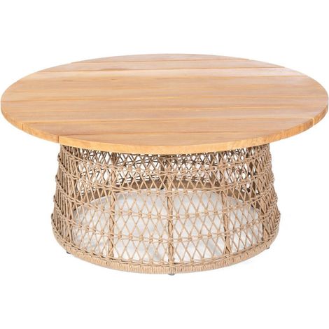 Sonnenpartner Retro Lounge-Tisch Gartentisch ø100 cm Aluminium mit Teakholz (1/2)