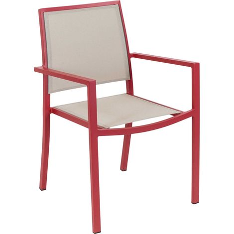 JARDILINE Fauteuil de jardin - Santorin - aluminium et textilène - terracotta - empilable - 58 x 55 x 85 cm (1/4)