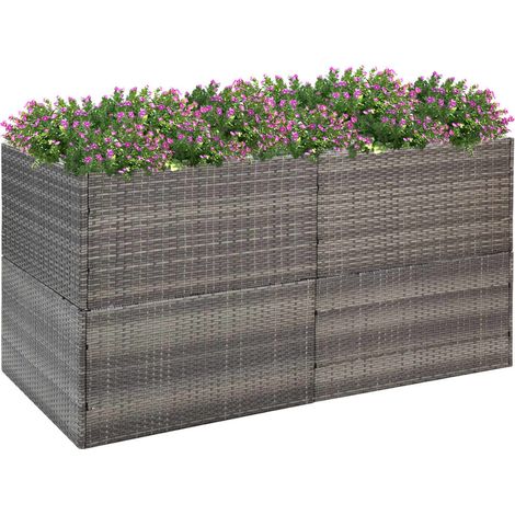 Pflanzkübel Grau 157x80x80 cm Poly Rattan