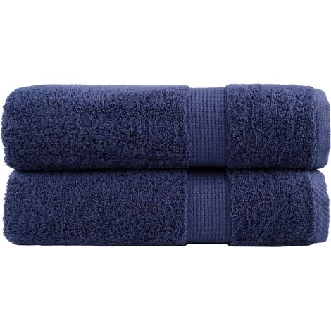 Serviettes de douche haut de gamme SOLUND, lot de 2. Bleu marine, 70 x 140 cm, 600 g/m².
