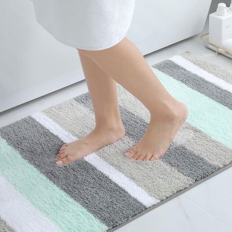 Non-slip Bath Mat, Soft Absorbent Microfiber, TPR Rubber Backing, For Bathroom Kitchen (1/5)