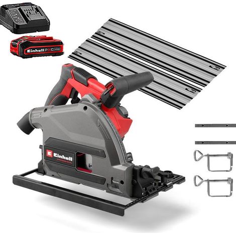 Einhell Professional 18v Brushless Plunge Circular Saw TP-PS 18/165 + 4AH + Rail