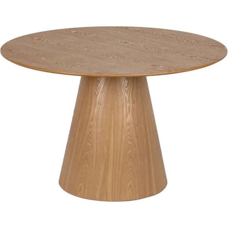 Table à manger ronde 120 cm placage bois et base conique RIZEA