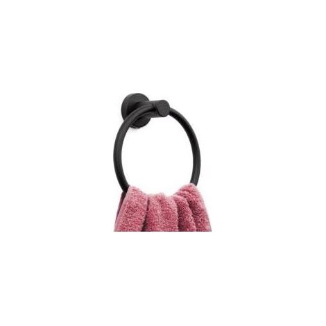 Anneau porte-serviettes noir mat, porte-essuie-mains moderne pour mur de salle de bain, acier inoxydable SUS304, noir mat Crezuo (1/3)