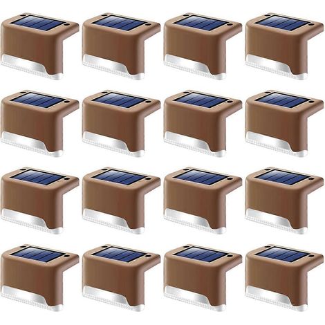 16er-Pack Solarleuchten für Zaunpfosten, geeignet für Terrasse, Pool, Treppe und Stufen