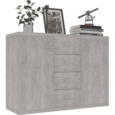 Buffet Commode Armoire Luxueux, pour Salon Chambre Entrée Cuisine, Gris béton 88x30x65 cm Aggloméré OIB8526E (1/5)