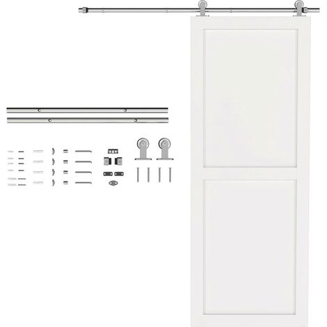 Quincaillerie porte coulissante de grange - HOMCOM - système de rail 152CM - robuste - acier inox 304 - pour porte 76cm - argent