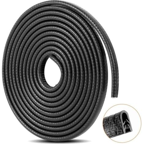 Joint de porte en caoutchouc souple – Protection des bords de porte – Profilé en U noir – Longueur : 5 m – Résistant aux chocs et à la chaleur (1/5)