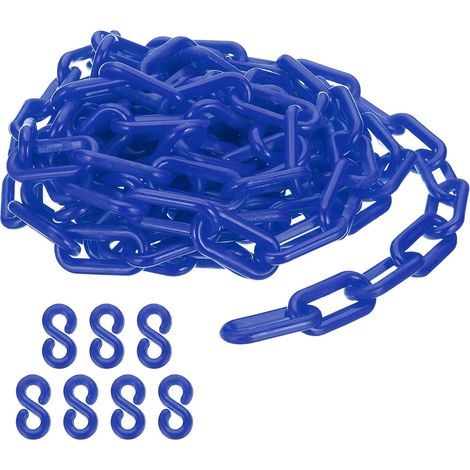 Chaîne en plastique bleu, 16 pieds 8mm Chaîne de sécurité pour barrière de foule, file d'attente, parking, clôture, portail, concert, chantier et décoration (1/5)
