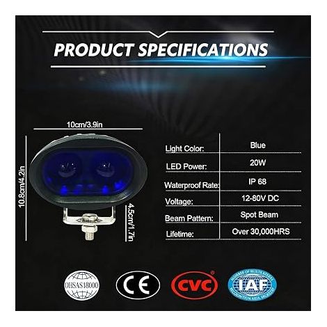 Blue LED Forklift Light LED Lights Forklift Truck Blue Spot Trolley for Off-Road Truck, Tractor, Truck (1/3)