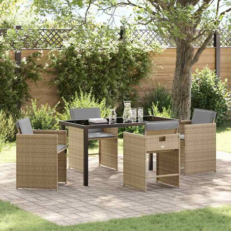 Conjunto de Comedor de Jardín 5 pcs Beige ratán sintético vidaXL (1/5)