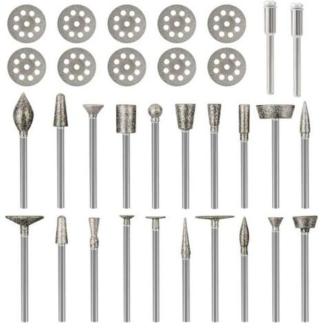 Jeu de fraises diamantées pour Dremel, kit de gravure sur métal, meuleuse à matrice 1/8\ (1/4)