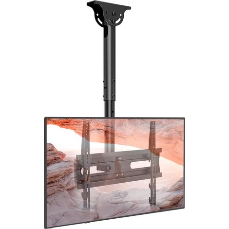 Support TV Plafond pour Téléviseurs LCD LED Plats/Incurvé de 26 à 65 Pouces, VESA jusqu'à 400×400mm Charge 45 kg, Inclinaison à 20° et Rotation à 360°, Support Mural TV (1/5)