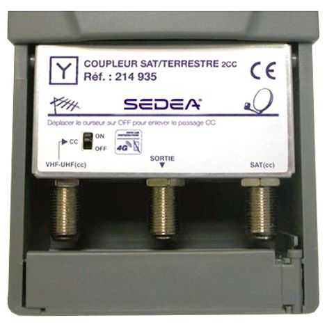 Coupleur extérieur SAT / TV Haute réjection, 2cc 214935 – VHF / UHF 2,5 dB, SAT 1,5 dB