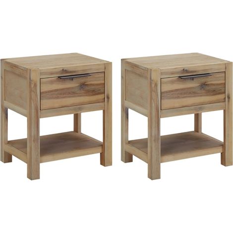 Nachttische mit Schubladen 2 Stk 40x30x48 cm Akazie Massivholz