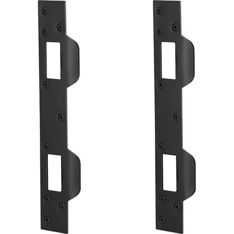 Gâche de Porte à Double Trous, Plaque de Renfort de Loquet Robuste pour PoignéE de Porte et PêNe Dormant (2 PièCes, Noir) (1/4)
