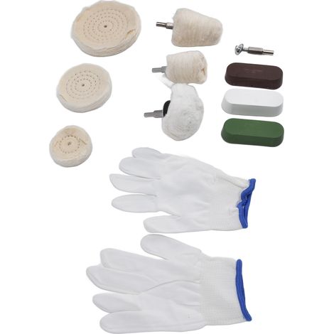 Kit de polissage de 11 pièces comprenant des disques, de la cire, des tiges et du feutre pour meubles en cuivre (1/5)