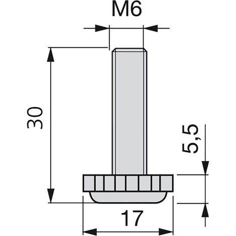 Aougo – Piedini livellanti per mobili – Confezione da 20 – Asta filettata M6x30mm – Base esagonale in plastica nera per una regolazione precisa (1/4)