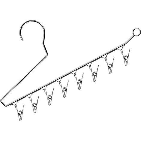 Cintre à pantalons en acier inoxydable, antidérapant, type Z, gain de place, pour penderie ouverte, avec 8 pinces (1/5)