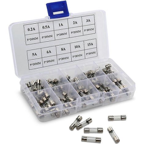 Fusibles automobiles à action rapide en verre, kit de fusibles en verre, assortiment de fusibles en verre, fusibles en tube de verre (1/3)