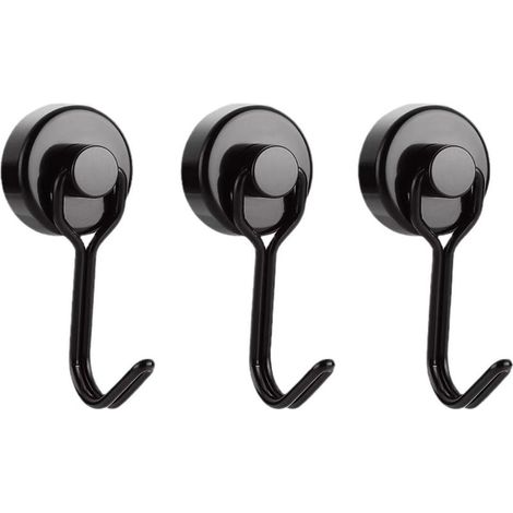Crochet Aimanté Puissant Crochet Magnetique Frigo Noir Néodyme Pivotants Aimant Crochet Magnétique Crochets Aimantés Magnétiques pour Cuisine Torchon Tableau 6pcs (1/5)