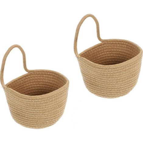 Set di 2 cestini da fiori sospesi, cestini da parete, cestini per piante, piccoli cestini sospesi, soluzione decorativa per riporre oggetti, 16,26 x 16,26 x 12,45 cm, per camere degli ospiti. (1/5)