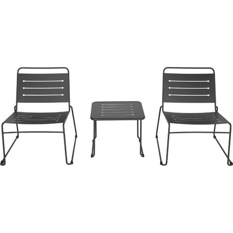 Salon de jardin 2 personnes en métal - Gris foncé - Solena