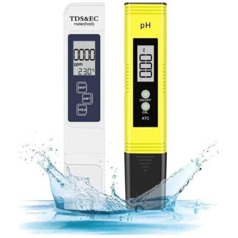 Testeur pH Piscine, Mètre Électronique 4-en-1 PH TDS Testeur de Qualité de l'eau, Température avec Écran LCD,Test pour Potable, Aquariums, Hydroponie, Piscins