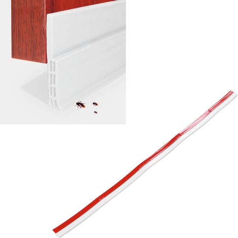 Bande d'étanchéité auto-adhésive en silicone pour bas de porte, bande insonorisante et coupe-vent pour joint de porte de chambre, bande anti-poussière LQ6, blanche. (1/5)