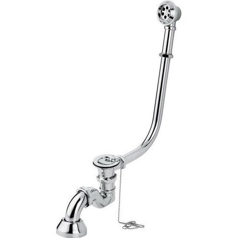 Roca – Vidage baignoire chromé avec siphon et bonde – Adapté pour baignoire avec trop-plein – Siphon en métal pour installation durable (1/4)