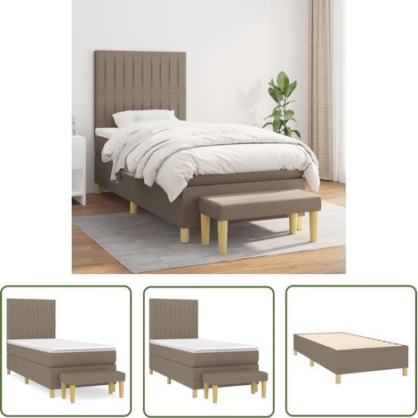 The Living Store Boxspringbett mit Matratze Taupe 90x200 cm Stoff - Boxspringbett - Doppelbett - Bettenrahmen - Schlafsofa - Gästebett (1/5)