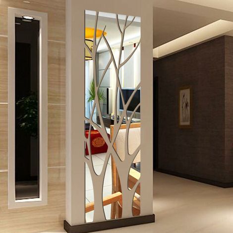 Adesivo murale 3D rimovibile in acrilico a forma di ramo d'albero – Effetto specchio decorativo 100 × 28 cm – Facile da installare e riposizionare (1/4)