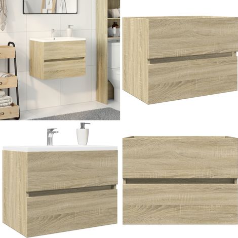 Waschbeckenunterschrank Sonoma-Eiche 60x38,5x45cm Holzwerkstoff - Waschbeckenunterschrank - Badezimmermöbel - Holzwerkstoff - Sonoma-Eiche - Spiegelschrank - Home & Living (1/5)