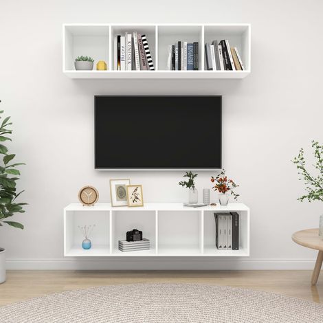 TV-Wandschränke 2 Stk. Weiß Holzwerkstoff