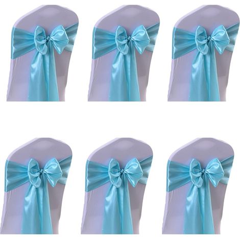 Stretch Satin Bow Chair Belt Chair Back Bow Ribbon Fournitures décoratives (bleu) 6 pcs (1/5)
