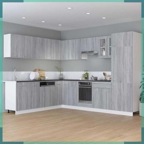 815598 Armoire d'angle suspendue 'Lyon' Gris Sonoma 57 x 57 x 60 cm Bois d'ingénierie (1/5)