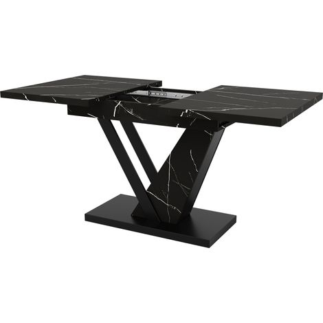 Tavolo da pranzo allungabile 120-160 x 75 cm nero effetto marmo MDF e metallo HOMVRA (1/5)