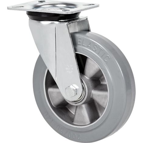 rueda giratora placa 4mm 10zvr200-degb aluminio-goma gris elastica eje bolas (1/2)