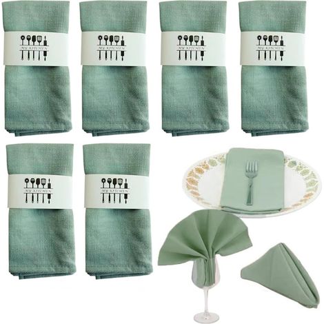 Serviettes en tissu, serviettes en lin réutilisables, lot de 6 serviettes en lin durable, serviettes lavables pour la décoration de table
