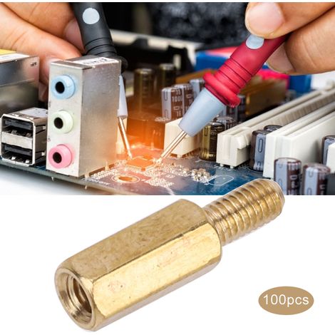 Kit de remplacement de 10 écrous hexagonaux à tête simple M3 en laiton pour carte PCB (M3 x 10, 100 pièces) (1/5)