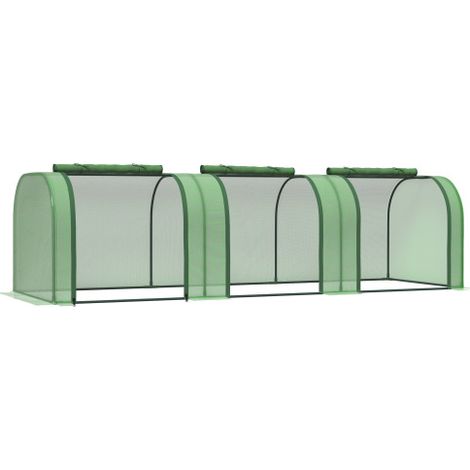 Mini Greenhouse with Zipped Doors,Small Polytunnel Steel Frame for Backyard Garden,295 x 100 x 80cm,Green Color