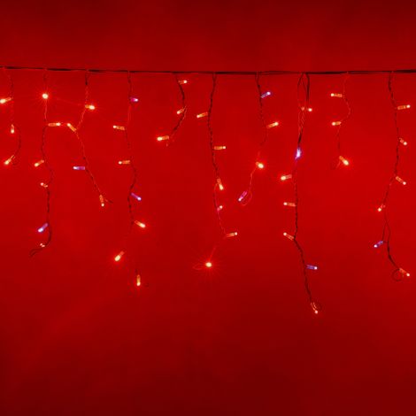 Luccika stalattiti tenda a pioggia 5 metri con 200 luci di Natale a Maxi Led Rosso con flash Bianco Ghiaccio per esterno e interno Rosso 5x0.70 metri - 200 Maxiled Bianco Ghiaccio