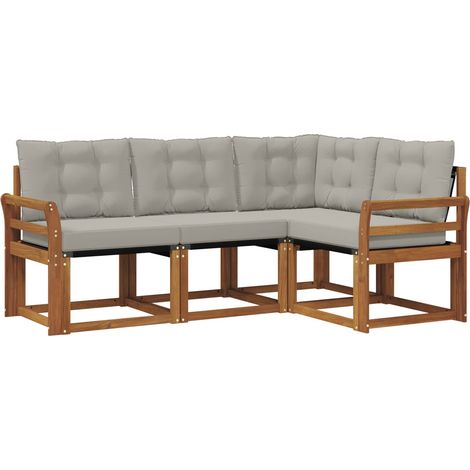 Outdoor Sofa Set with Cushion 4 pcs Natural and Light Grey vidaXL (1/5)