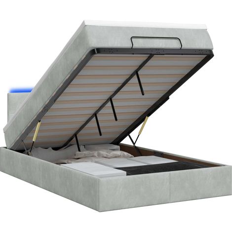 Maison Exclusive - Lit coffre avec matelas et LED Gris clair 120 x 190 cm Velours (1/5)
