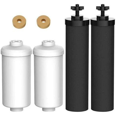 Pack Filtration Eau : 2 Filtres Charbon BB9-2 + 2 Filtres Fluor PF.2 pour Système Gravité, Compatible et Efficace