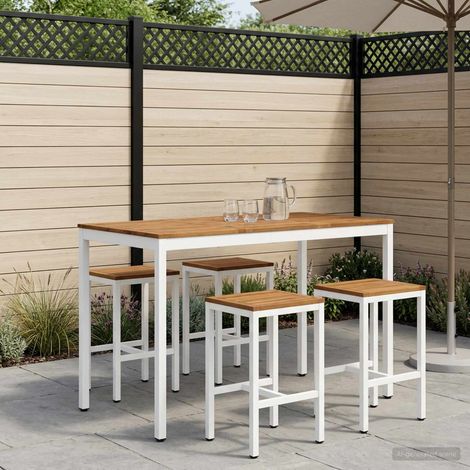 vidaXL Mesa de Bar para Jardín NAARDEN Natural y Blanco (1/5)