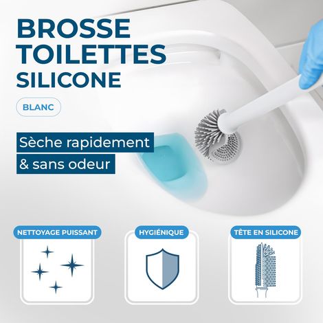 Brosse WC Silicone avec Support Mural Blanche (1/5)