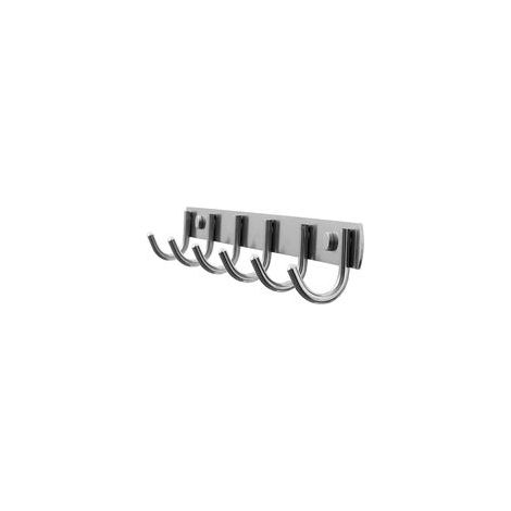 Barre murale avec crochets 6/8 et acier inoxydable pour peignoirs (1/5)