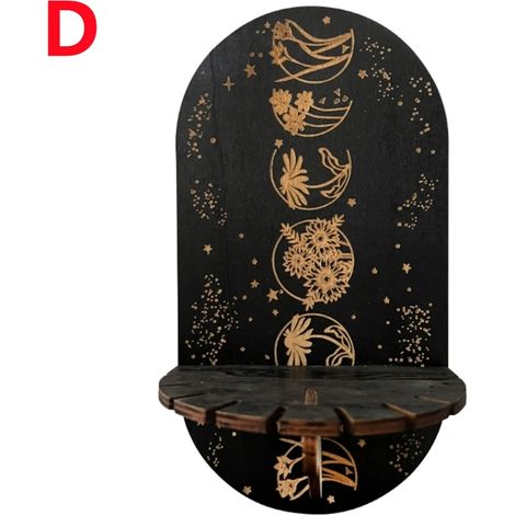(D) Étagère murale décorative en bois et cristal, support flottant, style bohème, décoration murale suspendue (1/5)