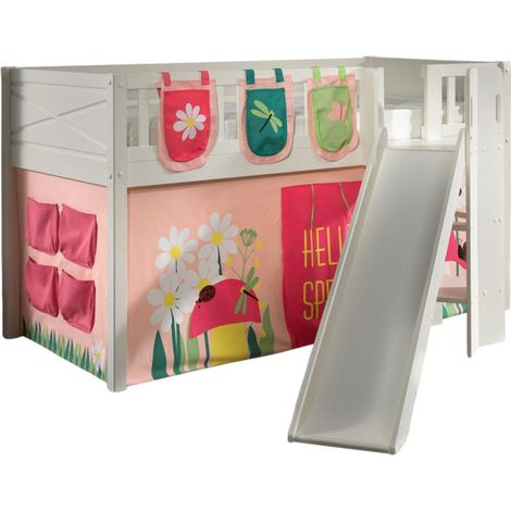 Lit Enfant Toboggan, Tente & 3 Pochettes "Scott Spring" 90x200cm Blanc (1/5)
